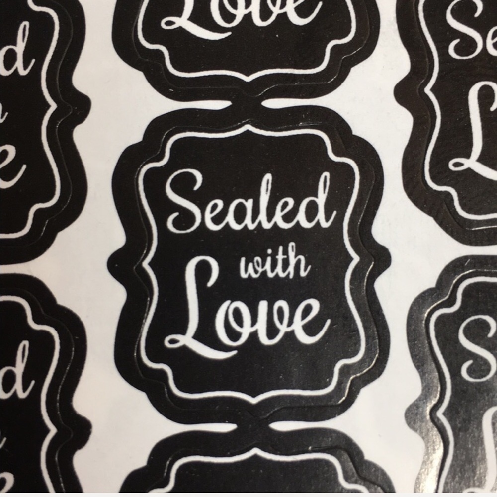 100 Black Sealed with Love Stickers - Picture 2 of 4